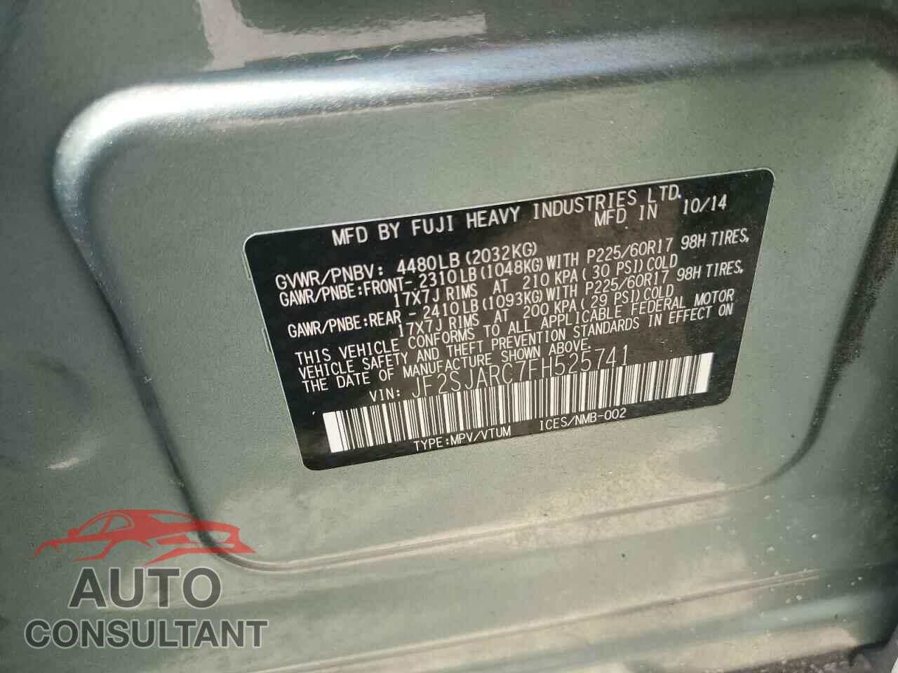 SUBARU FORESTER 2015 - JF2SJARC7FH525741