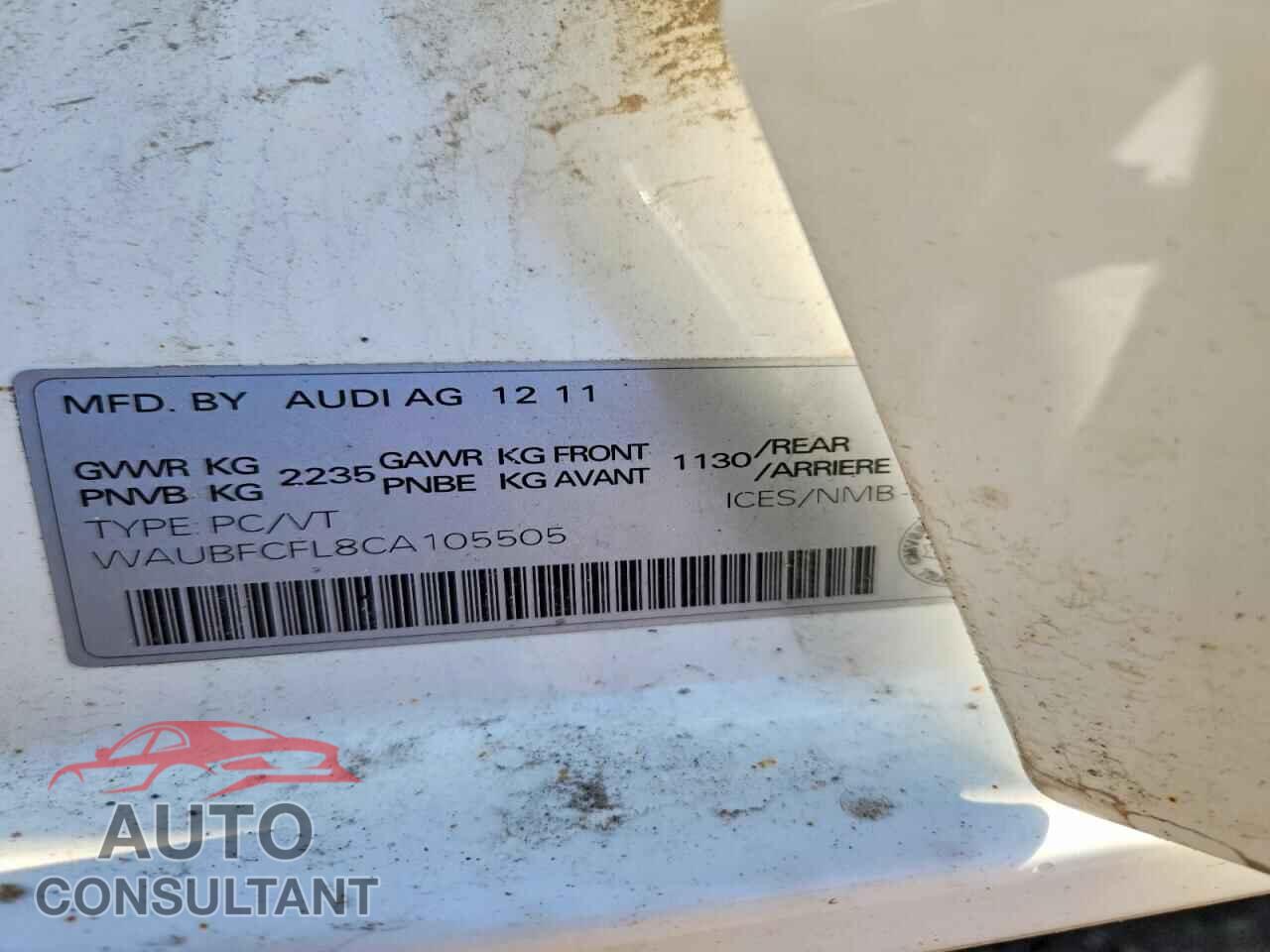 AUDI A4 2012 - WAUBFCFL8CA105505