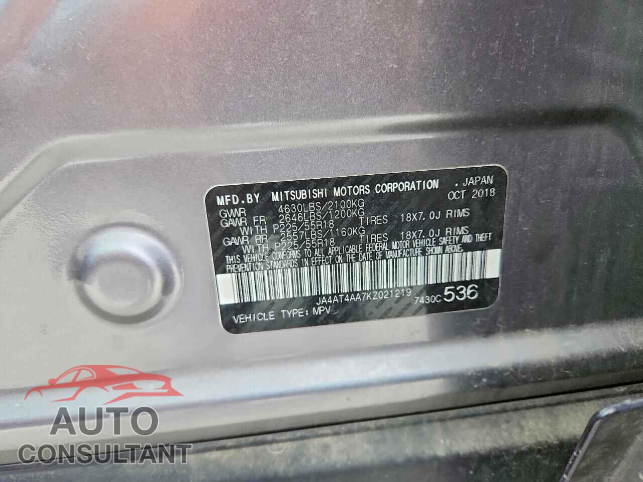 MITSUBISHI ECLIPSE 2019 - JA4AT4AA7KZ021219