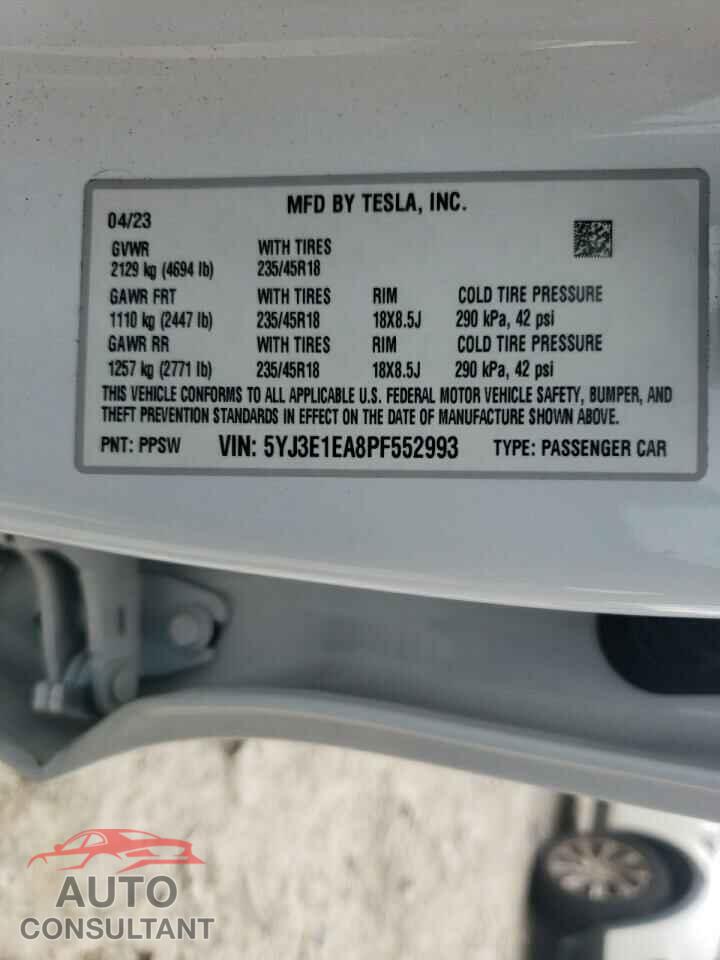 TESLA MODEL 3 2023 - 5YJ3E1EA8PF552993