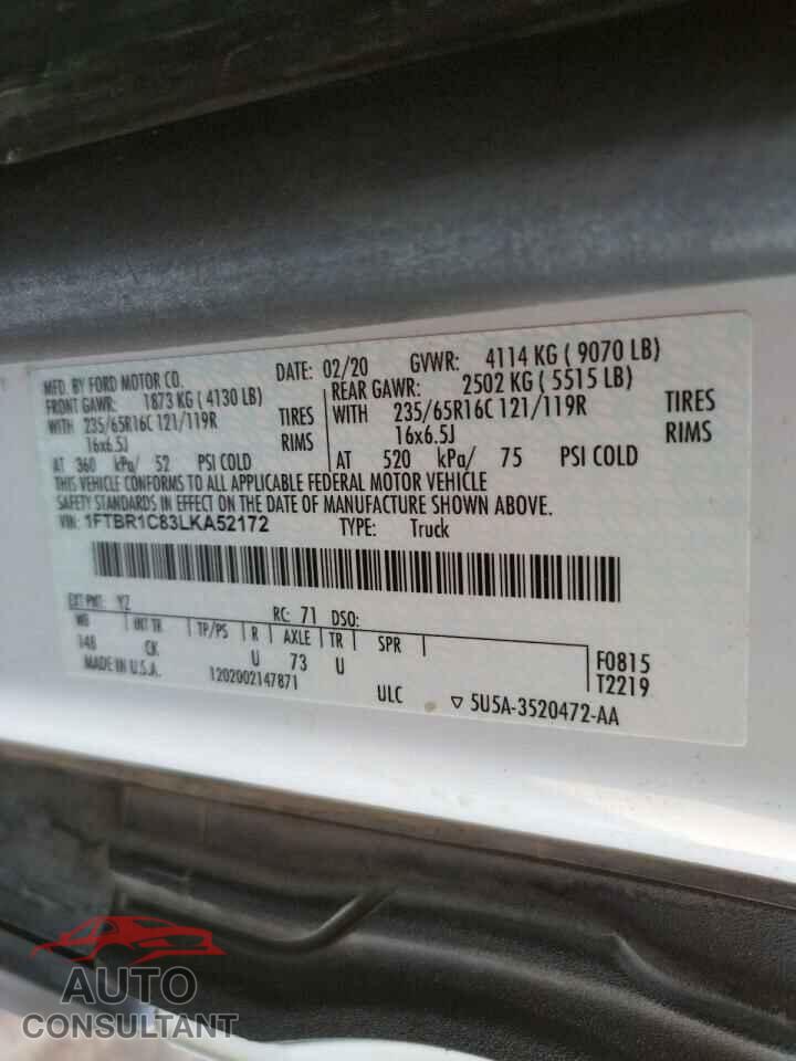 FORD TRANSIT CO 2020 - 1FTBR1C83LKA52172