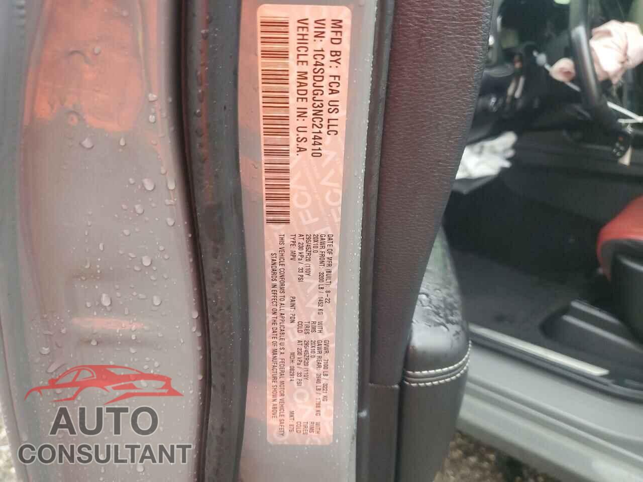DODGE DURANGO 2022 - 1C4SDJGJ3NC214410