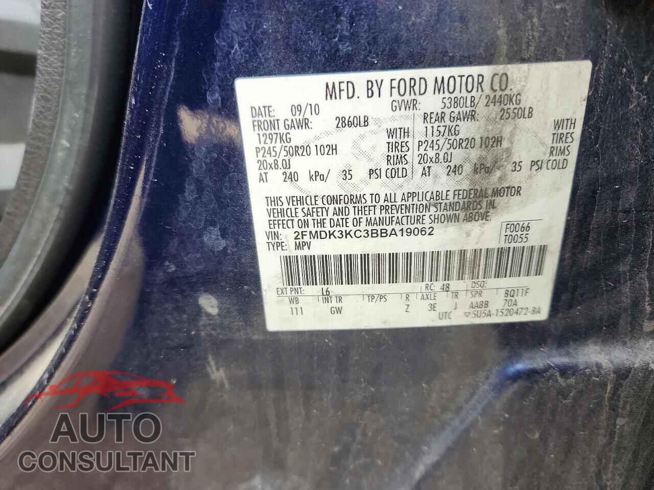 FORD EDGE 2011 - 2FMDK3KC3BBA19062