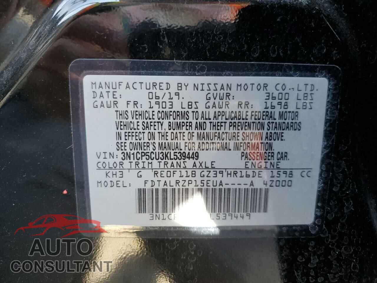 NISSAN KICKS 2019 - 3N1CP5CU3KL539449