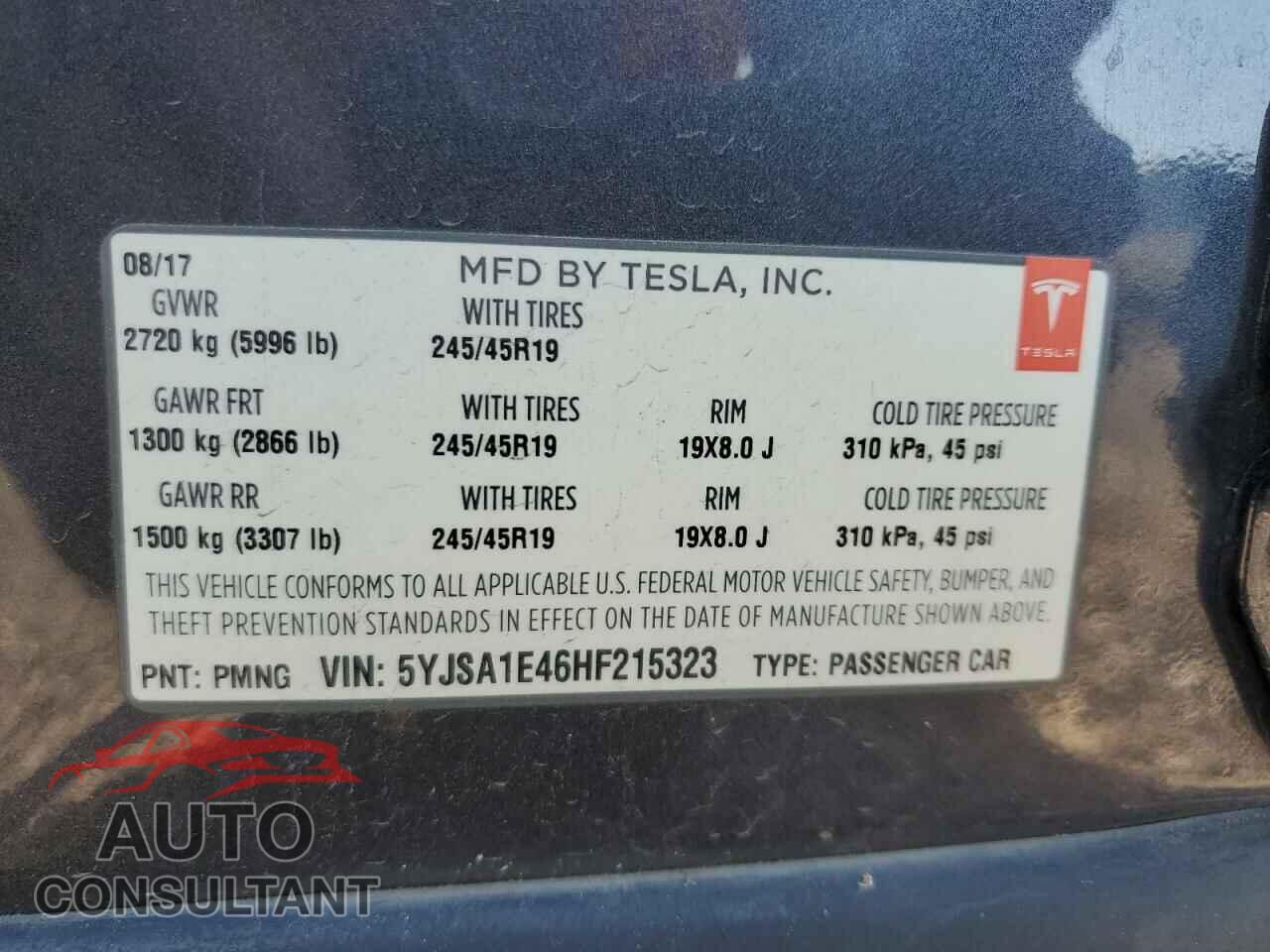 TESLA MODEL S 2017 - 5YJSA1E46HF215323