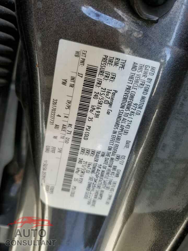 FORD FOCUS 2017 - 1FADP3K25HL232199