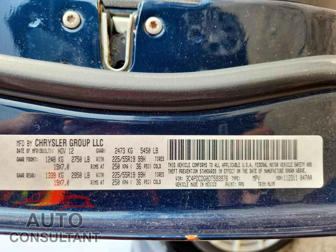DODGE JOURNEY 2013 - 3C4PDCDG0DT593976