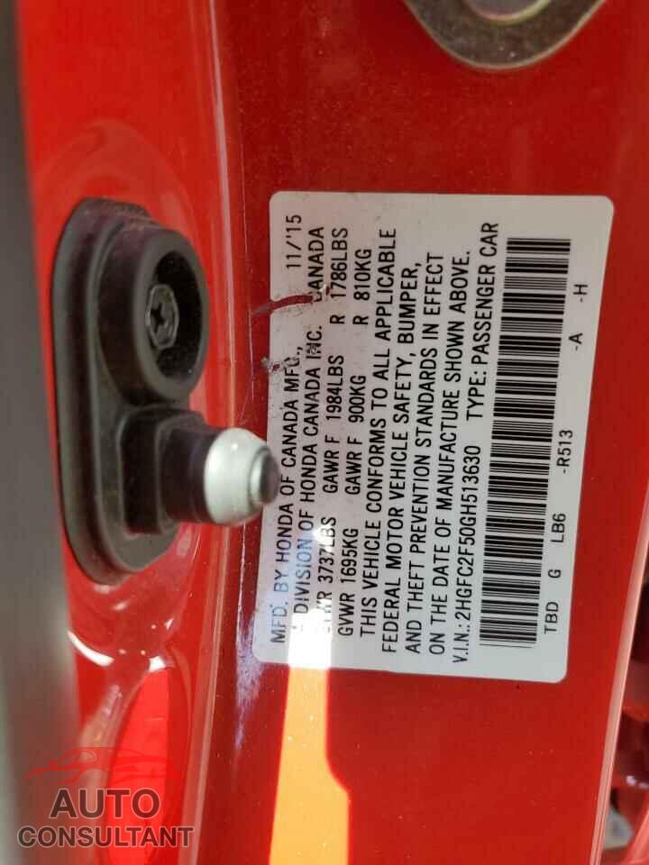 HONDA CIVIC 2016 - 2HGFC2F50GH513630