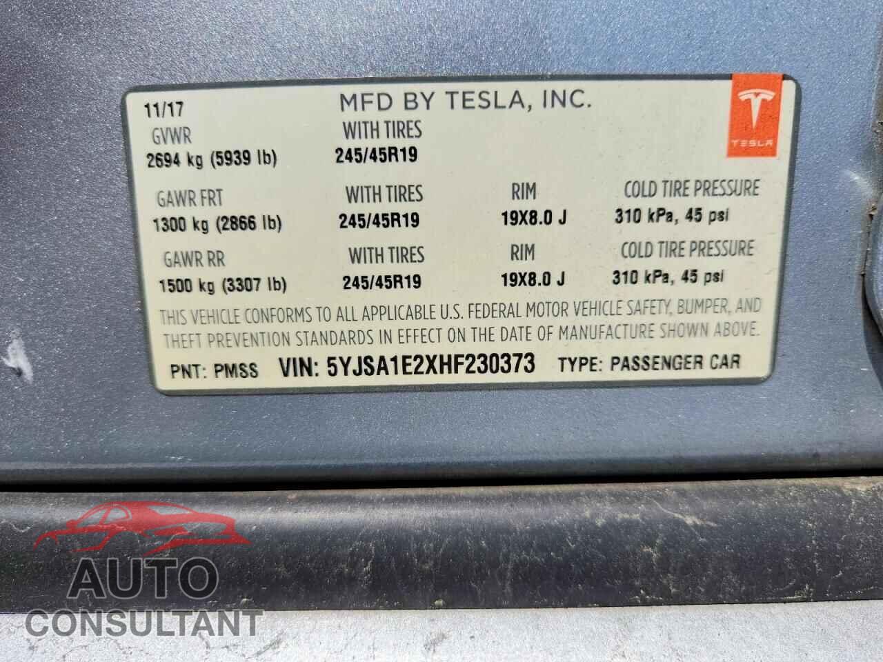TESLA MODEL S 2017 - 5YJSA1E2XHF230373
