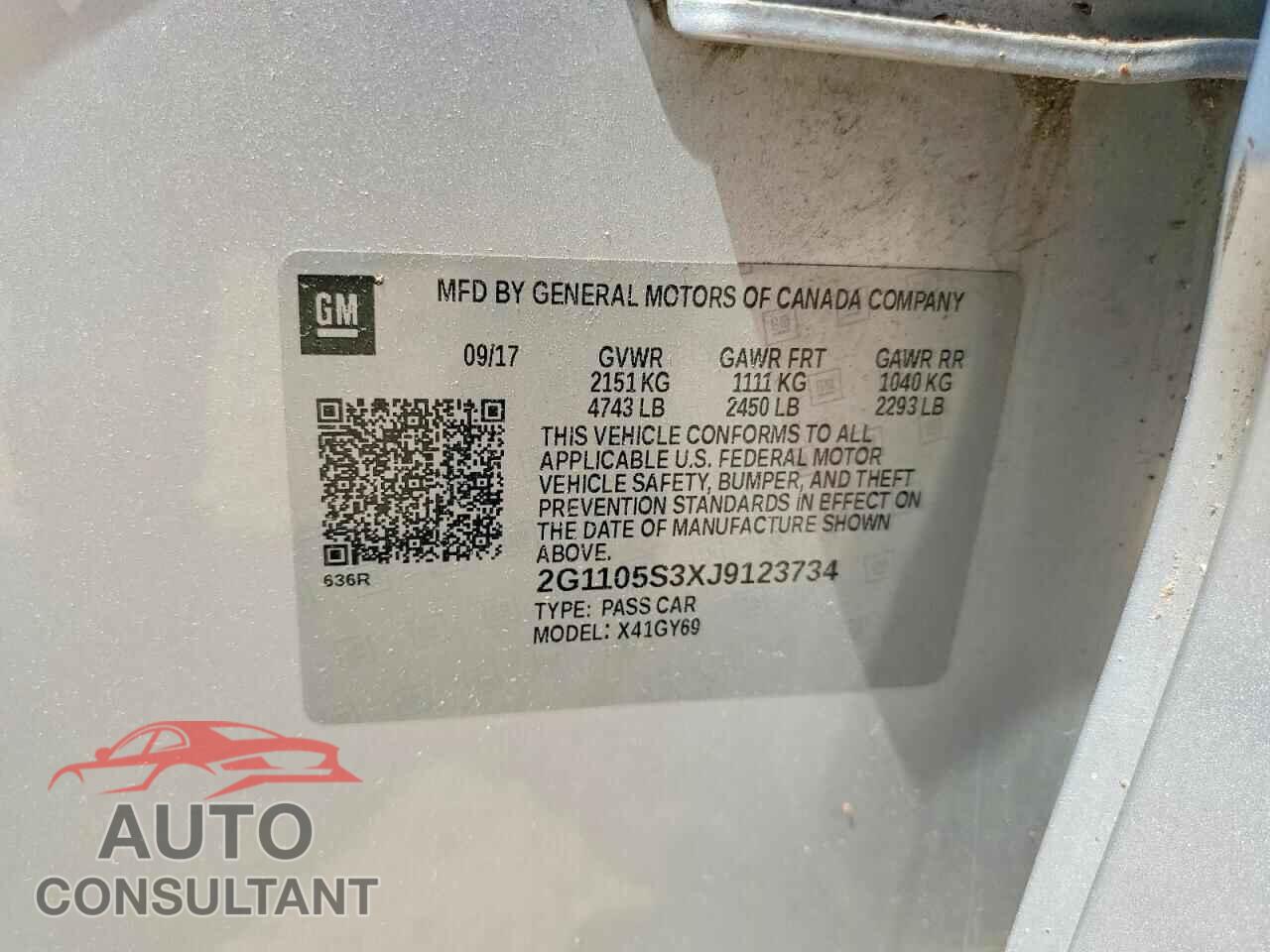 CHEVROLET IMPALA 2018 - 2G1105S3XJ9123734
