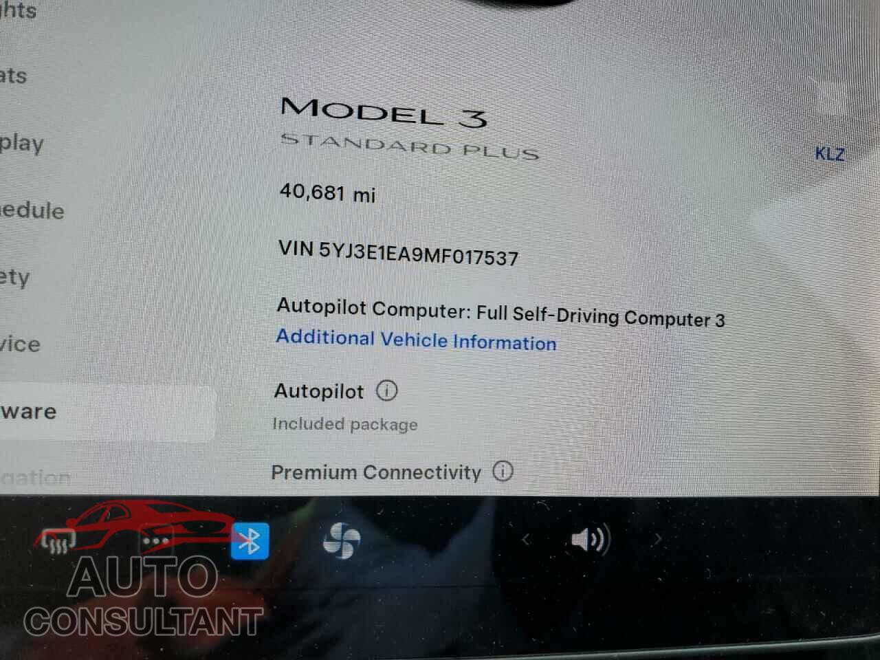 TESLA MODEL 3 2021 - 5YJ3E1EA9MF017537