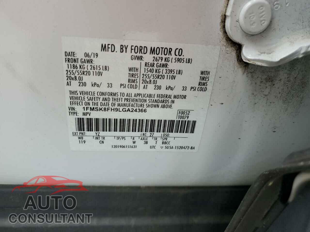 FORD EXPLORER 2020 - 1FMSK8FH9LGA24366