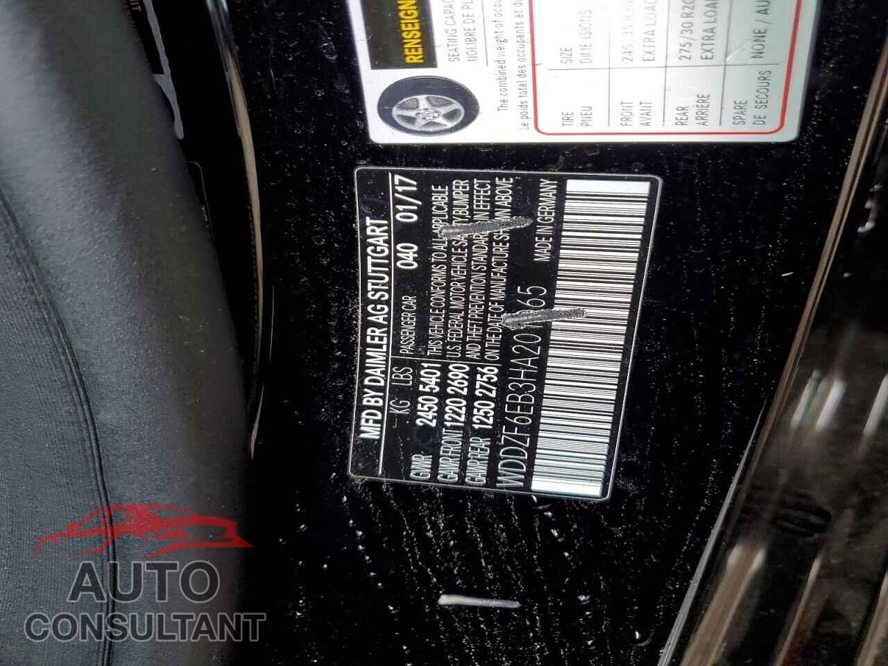 MERCEDES-BENZ E-CLASS 2017 - WDDZF6EB3HA201065
