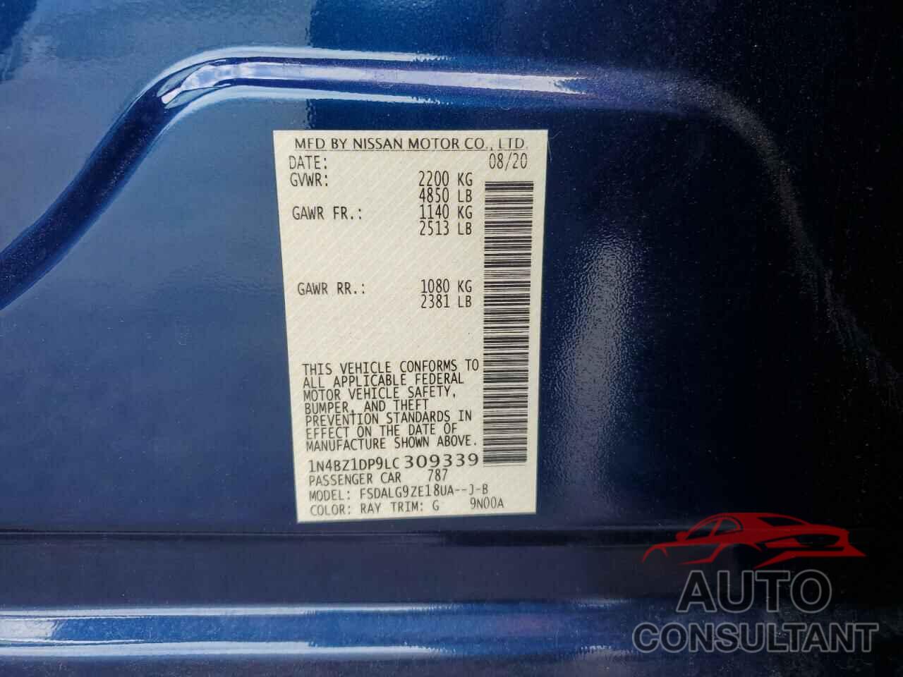 NISSAN LEAF 2020 - 1N4BZ1DP9LC309339