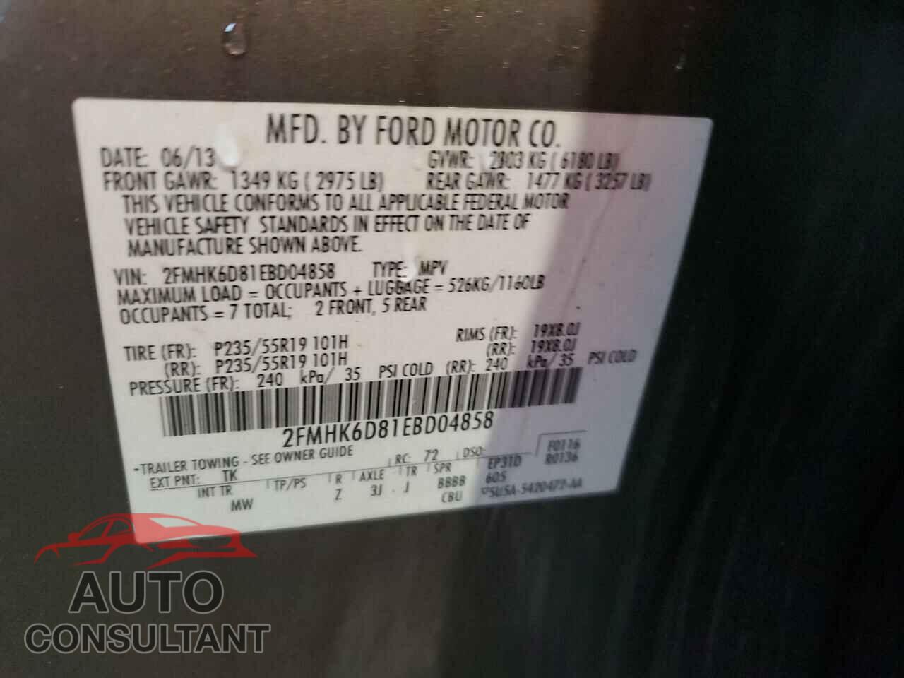 FORD FLEX 2014 - 2FMHK6D81EBD04858