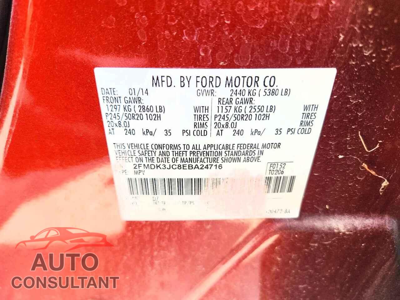 FORD EDGE 2014 - 2FMDK3JC8EBA24716