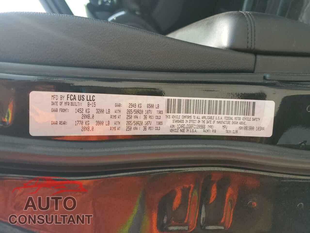 DODGE DURANGO 2015 - 1C4RDJDG6FC120966