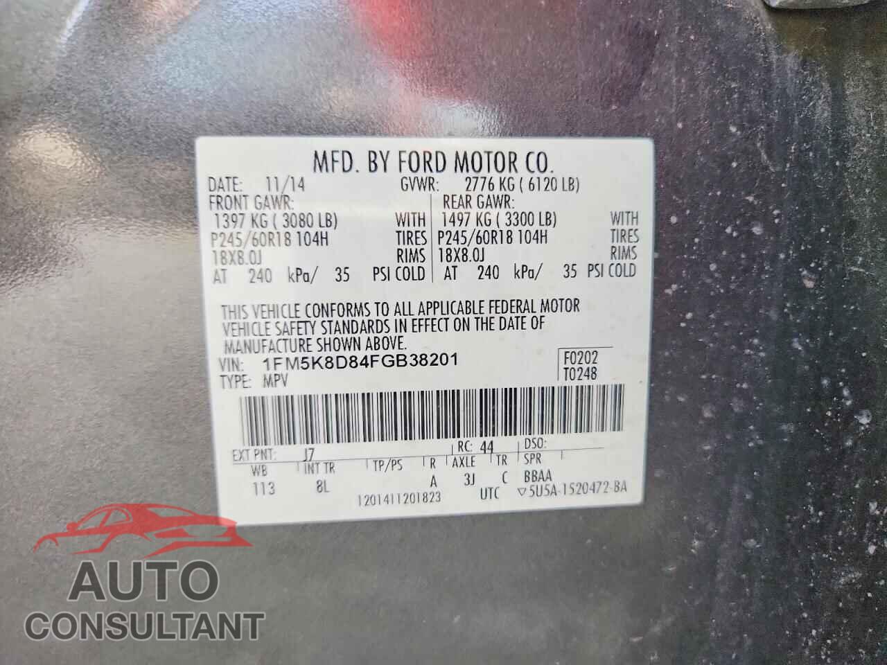 FORD EXPLORER 2015 - 1FM5K8D84FGB38201