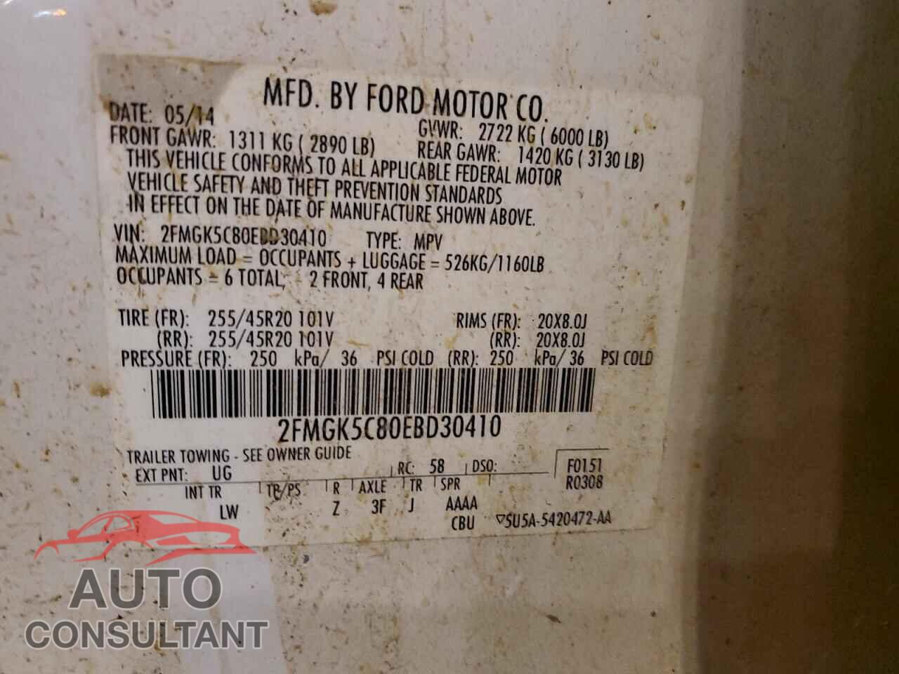 FORD FLEX 2014 - 2FMGK5C80EBD30410