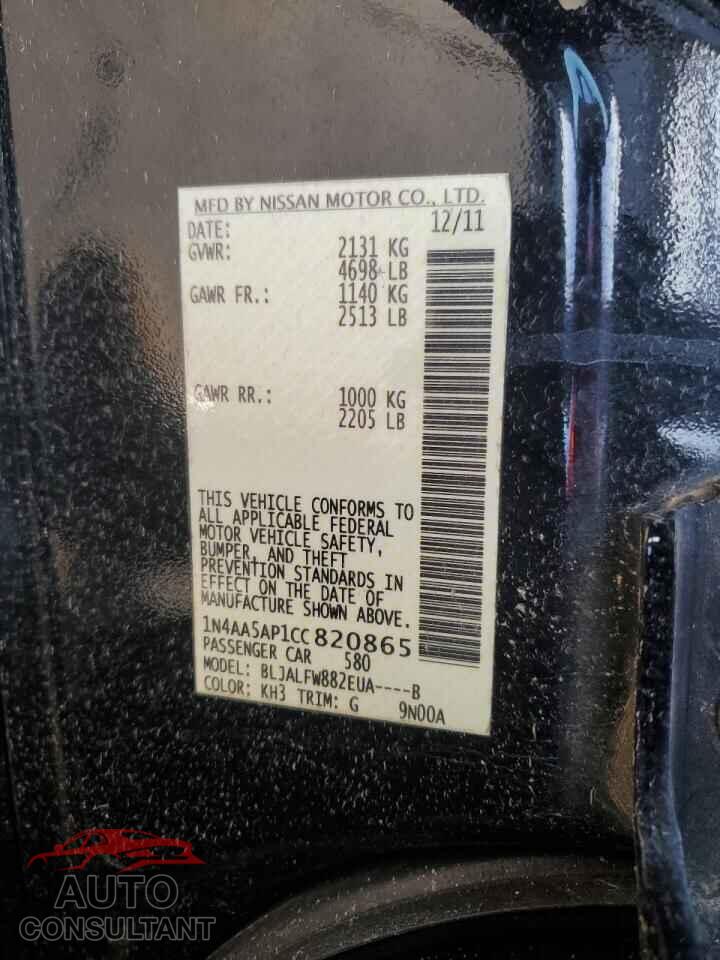 NISSAN MAXIMA 2012 - 1N4AA5AP1CC820865