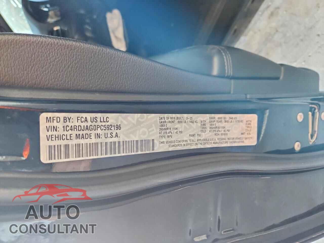 DODGE DURANGO 2023 - 1C4RDJAG0PC592196