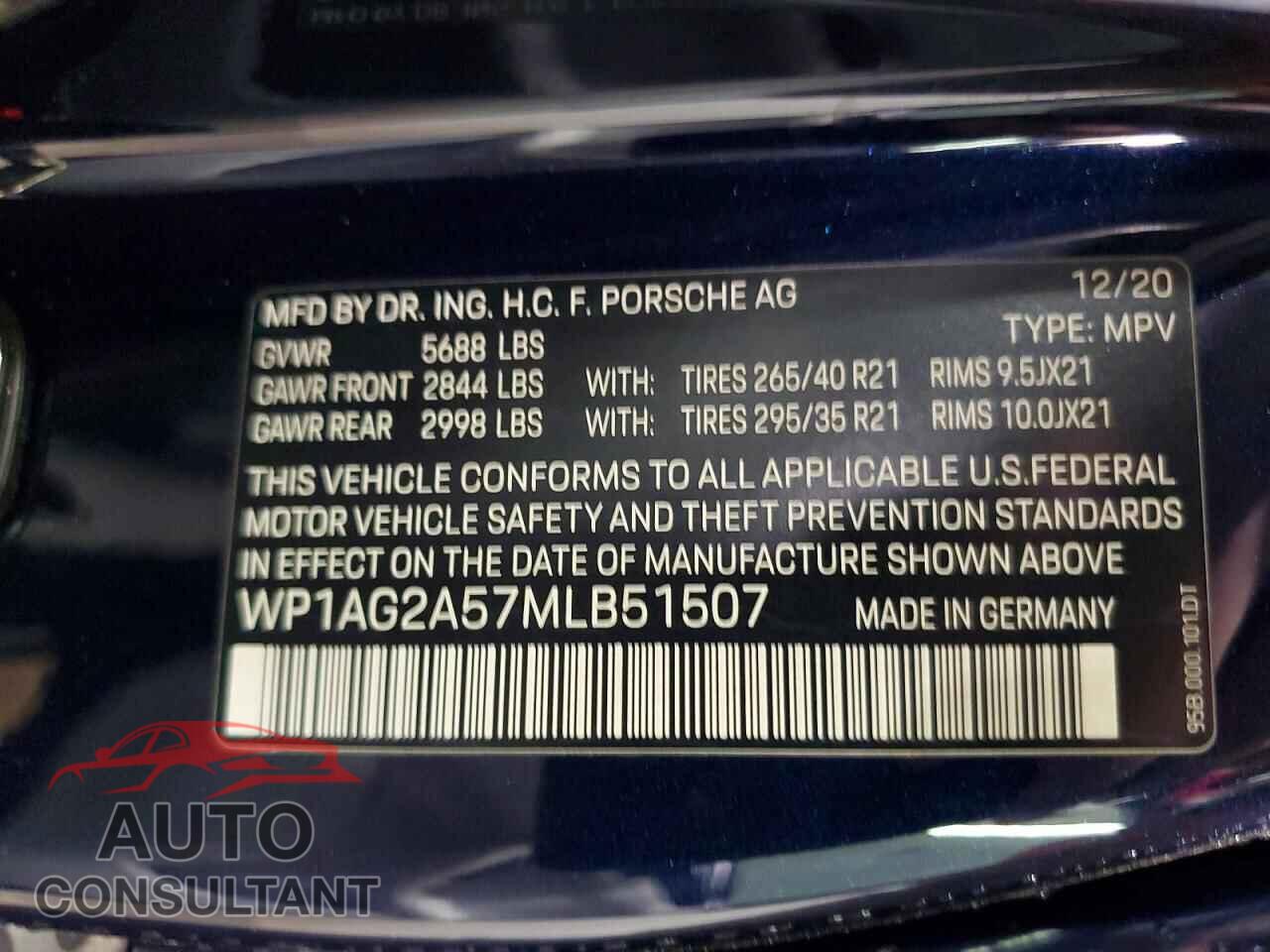 PORSCHE MACAN 2021 - WP1AG2A57MLB51507
