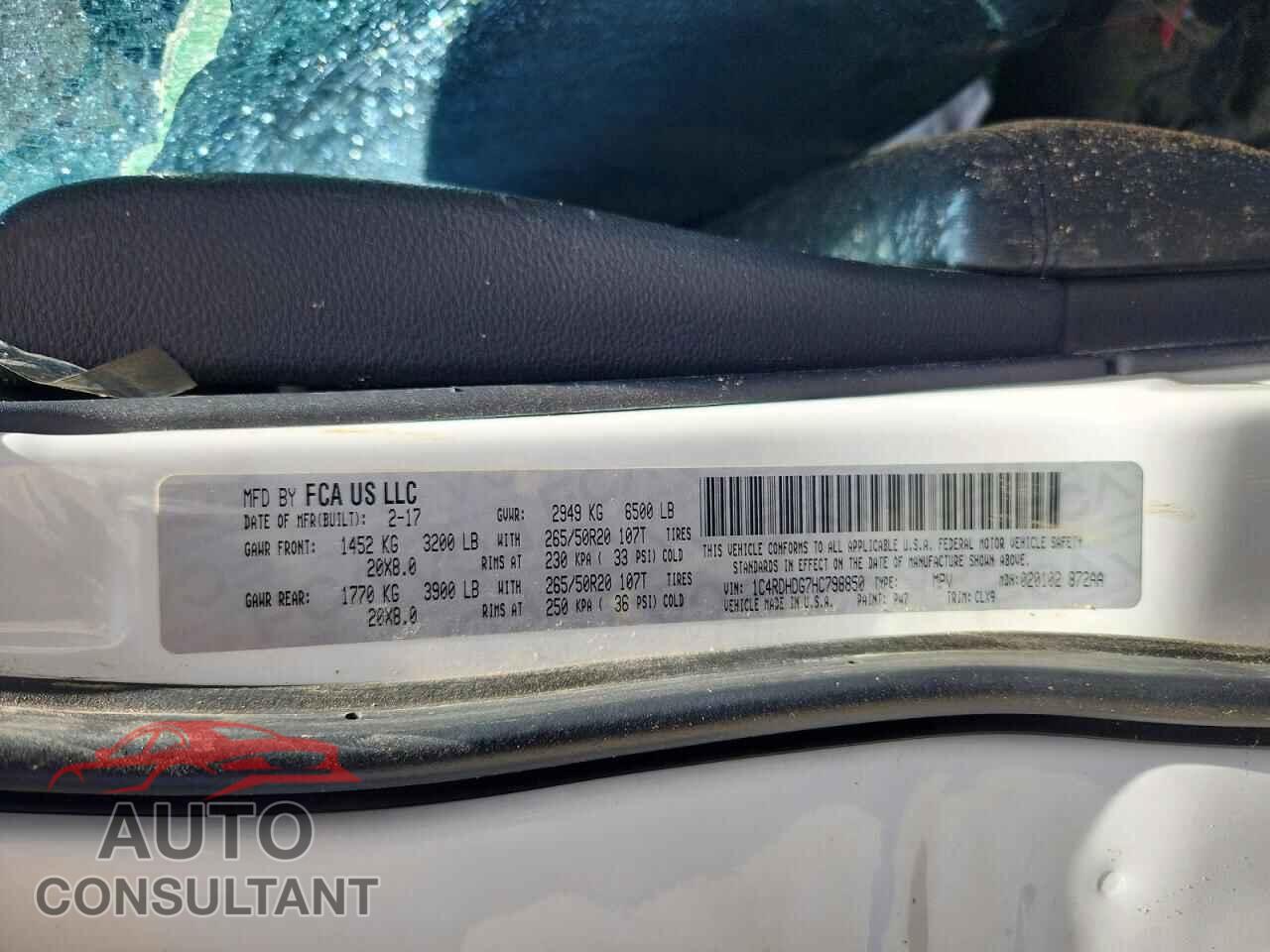 DODGE DURANGO 2017 - 1C4RDHDG7HC798850
