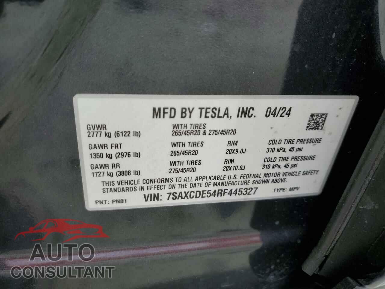TESLA MODEL X 2024 - 7SAXCDE54RF445327