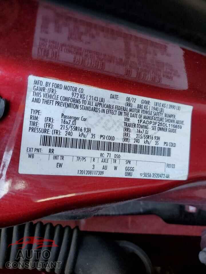 FORD FOCUS 2013 - 1FADP3F25DL116859