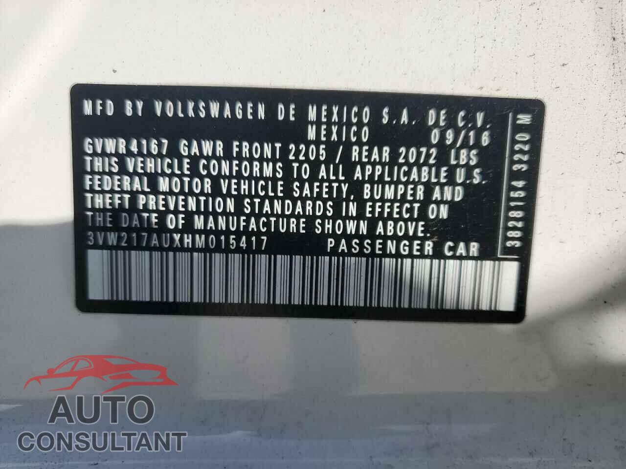 VOLKSWAGEN GOLF 2017 - 3VW217AUXHM015417