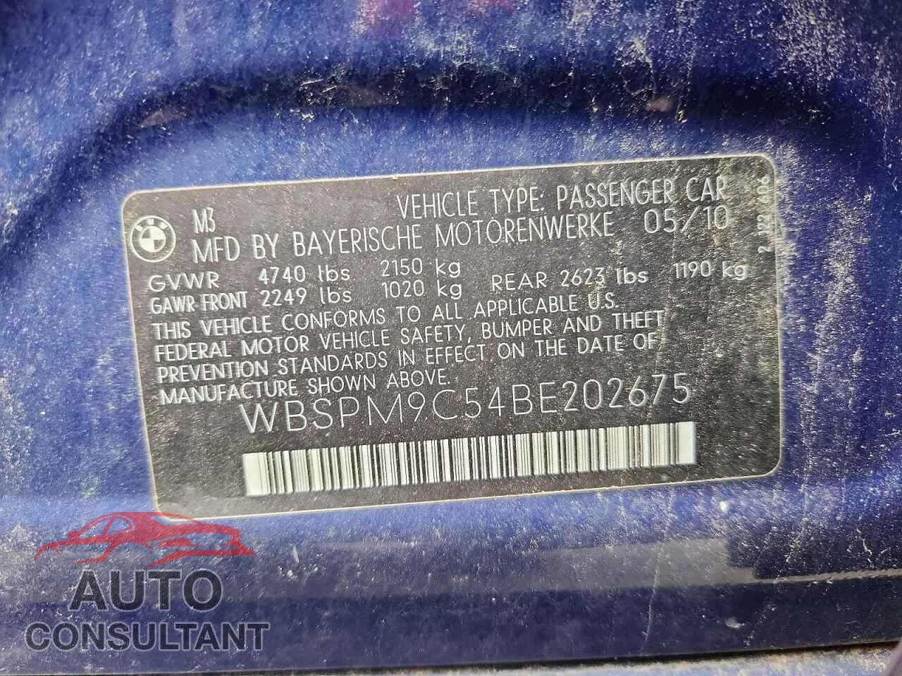 BMW M3 2011 - WBSPM9C54BE202675