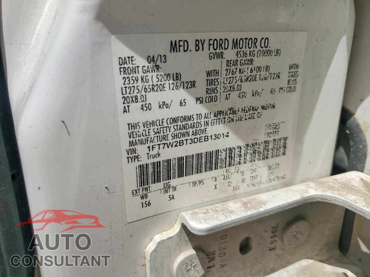 FORD F250 2013 - 1FT7W2BT3DEB13014