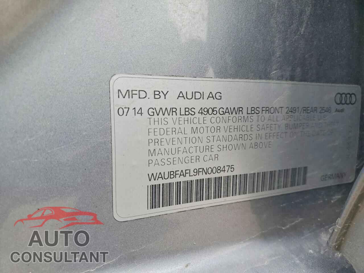 AUDI A4 2015 - WAUBFAFL9FN008475