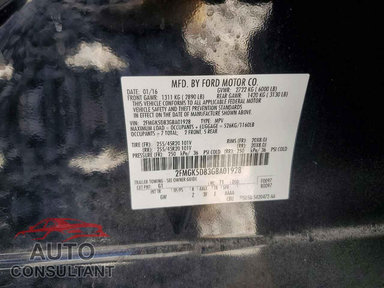 FORD FLEX 2016 - 2FMGK5D83GBA01928