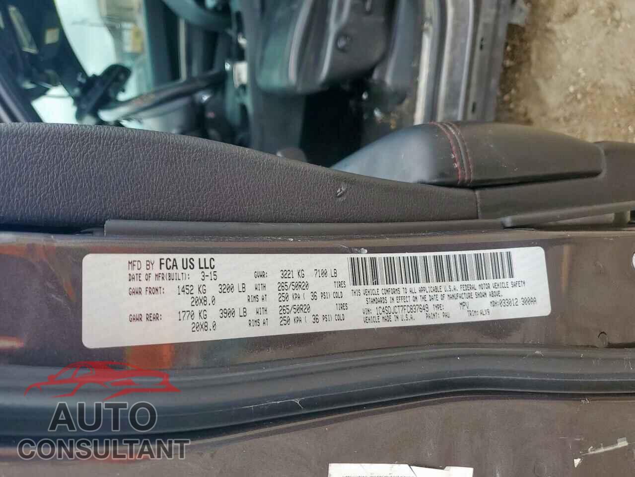 DODGE DURANGO 2015 - 1C4SDJCT7FC837649