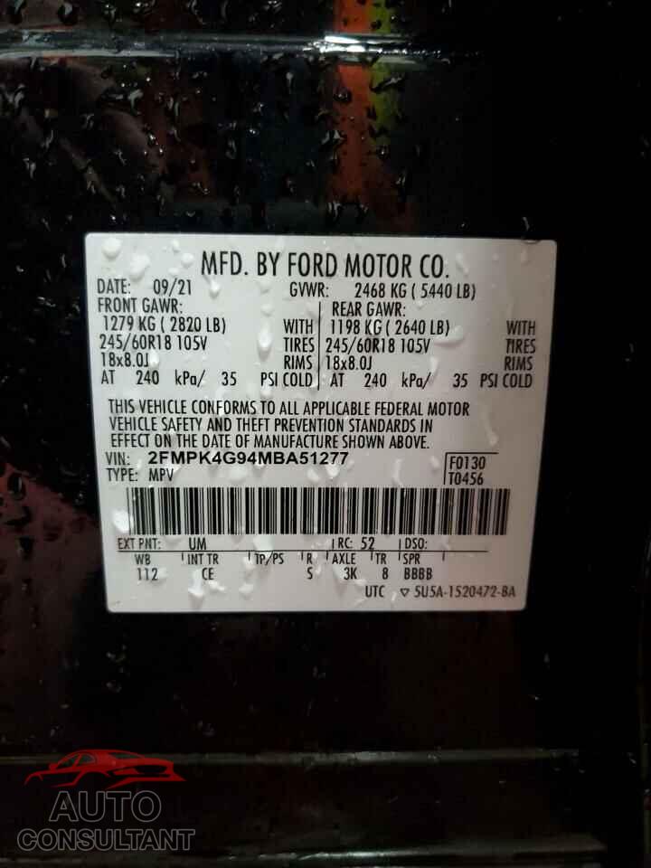 FORD EDGE 2021 - 2FMPK4G94MBA51277