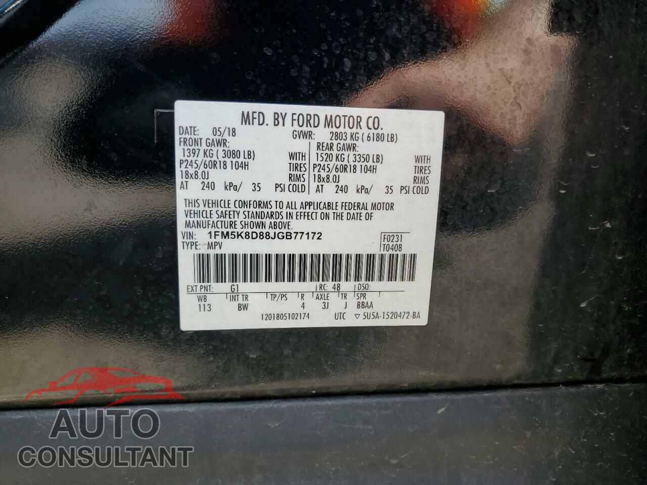 FORD EXPLORER 2018 - 1FM5K8D88JGB77172