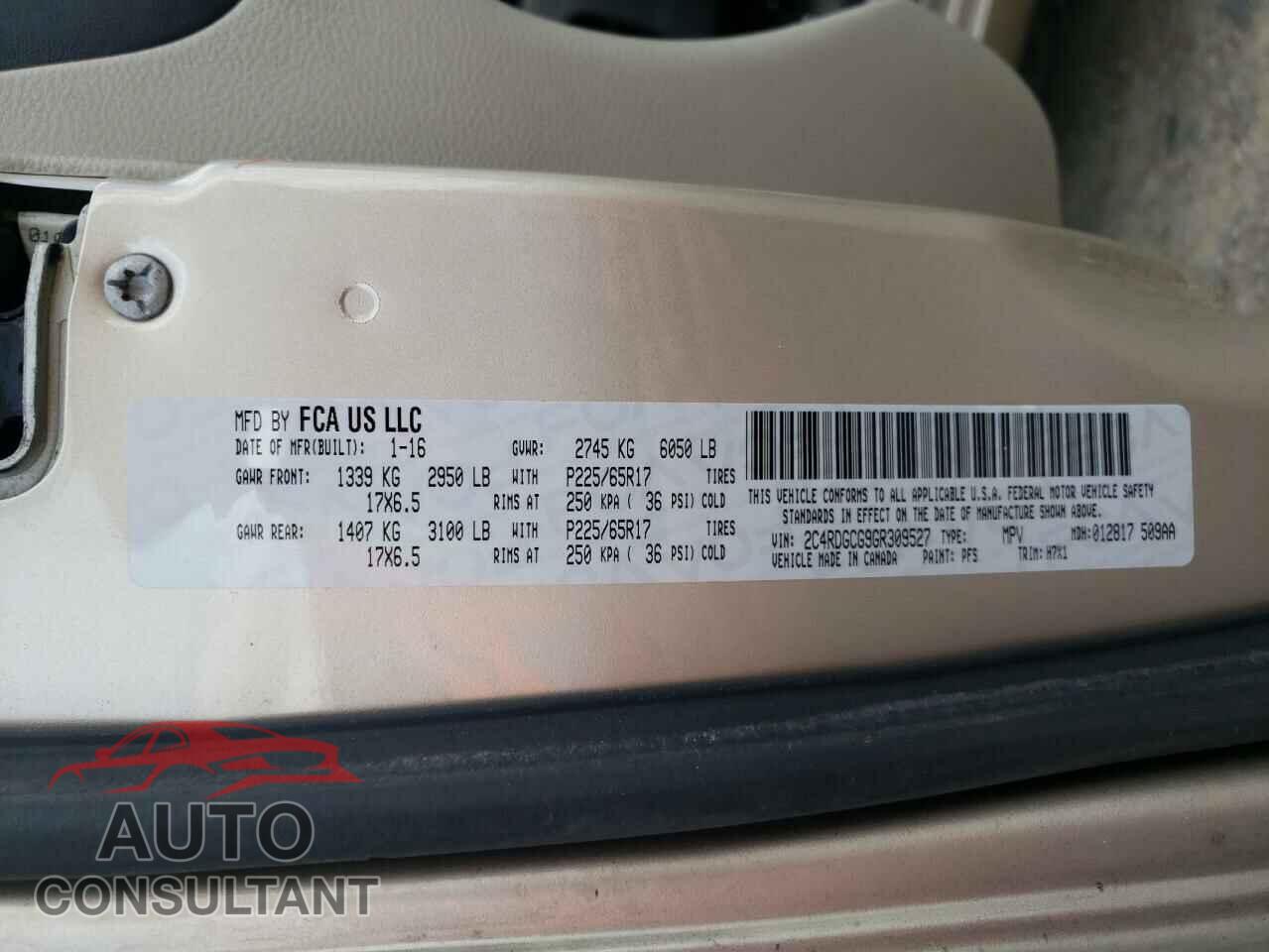 DODGE CARAVAN 2016 - 2C4RDGCG9GR309527