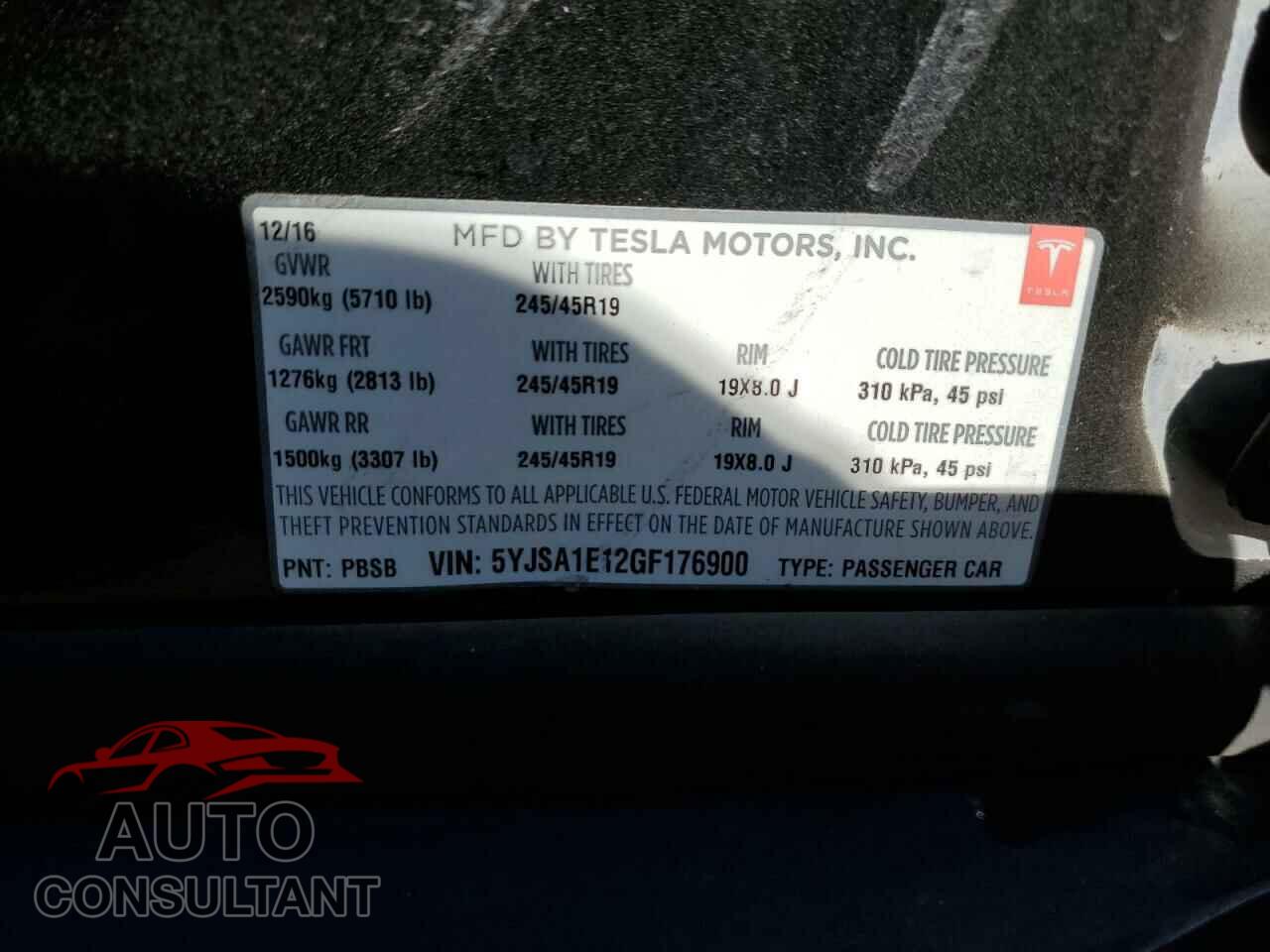 TESLA MODEL S 2016 - 5YJSA1E12GF176900