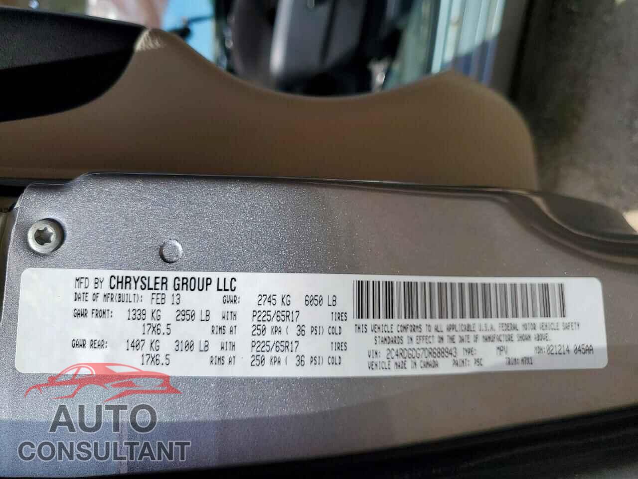 DODGE CARAVAN 2013 - 2C4RDGDG7DR688943