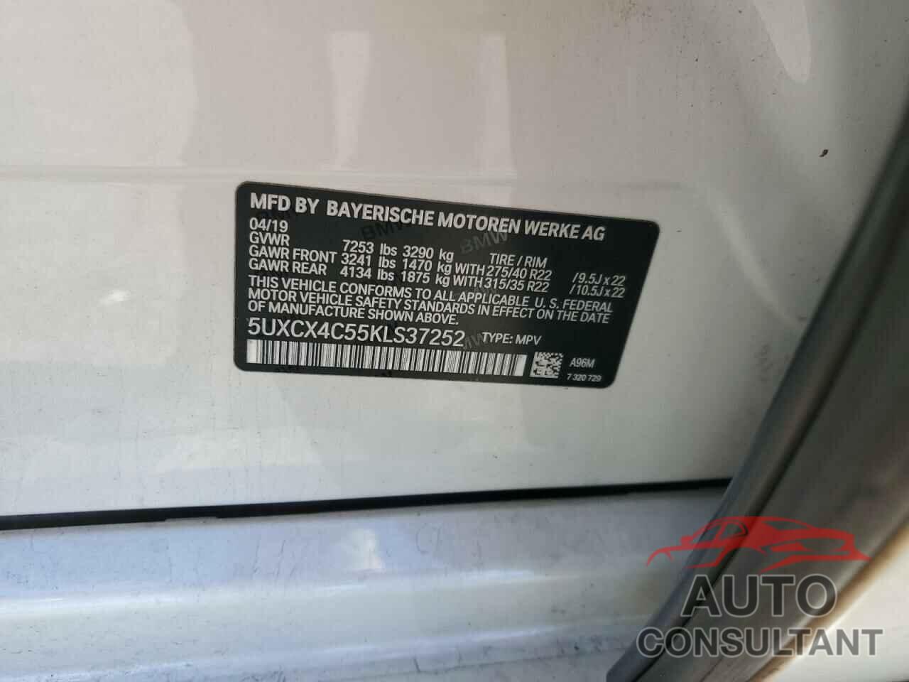 BMW X7 2019 - 5UXCX4C55KLS37252