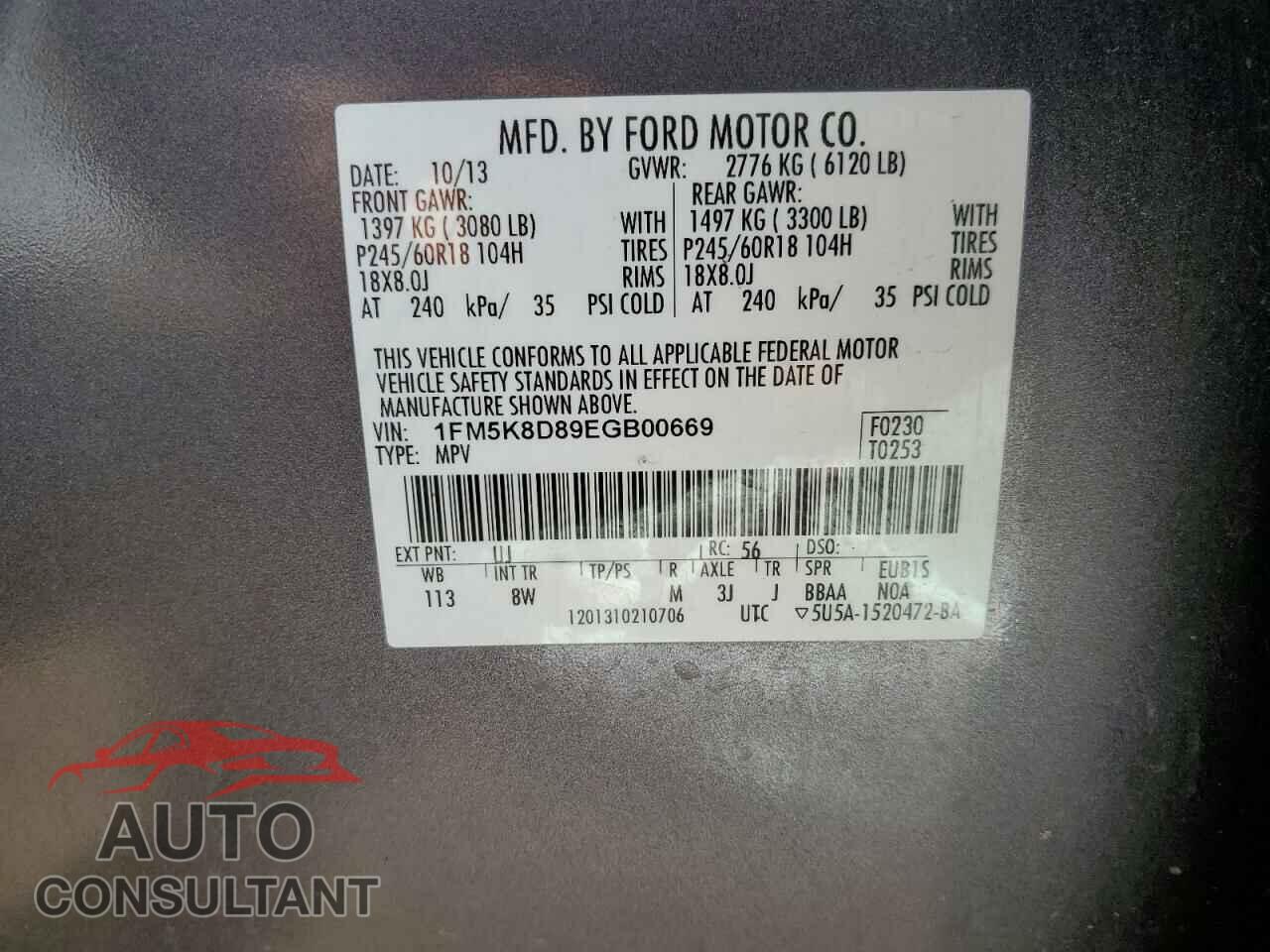 FORD EXPLORER 2014 - 1FM5K8D89EGB00669