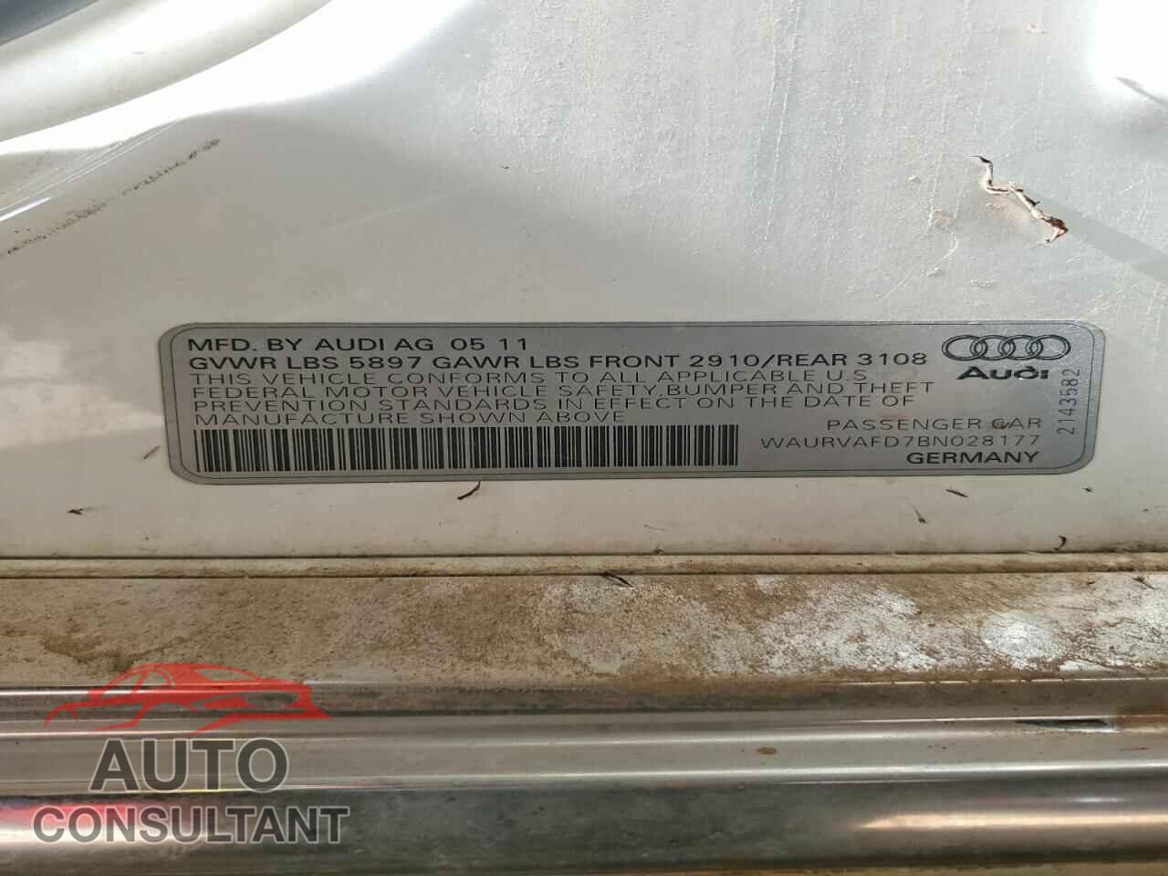 AUDI A8 2011 - WAURVAFD7BN028177