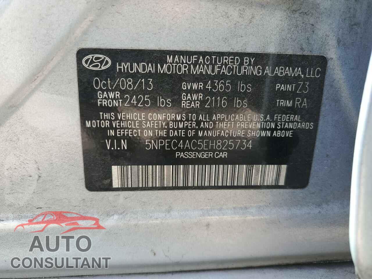 HYUNDAI SONATA 2014 - 5NPEC4AC5EH825734