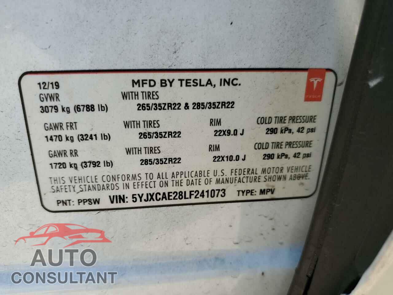 TESLA MODEL X 2020 - 5YJXCAE28LF241073