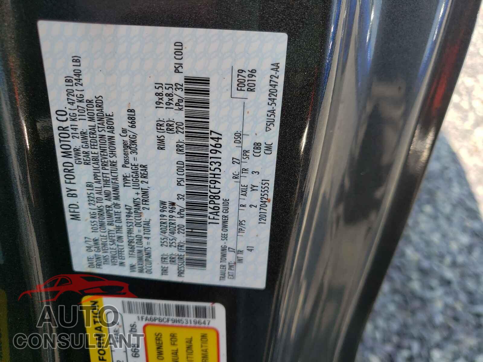 FORD MUSTANG 2017 - 1FA6P8CF9H5319647