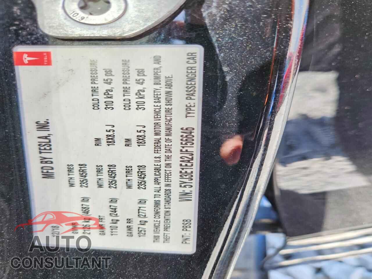TESLA MODEL 3 2018 - 5YJ3E1EA2JF156646