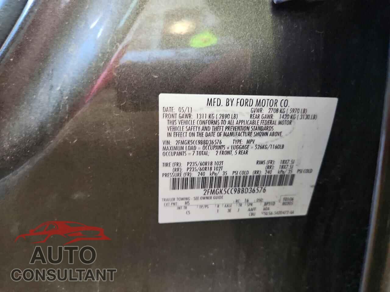 FORD FLEX 2011 - 2FMGK5CC9BBD36576