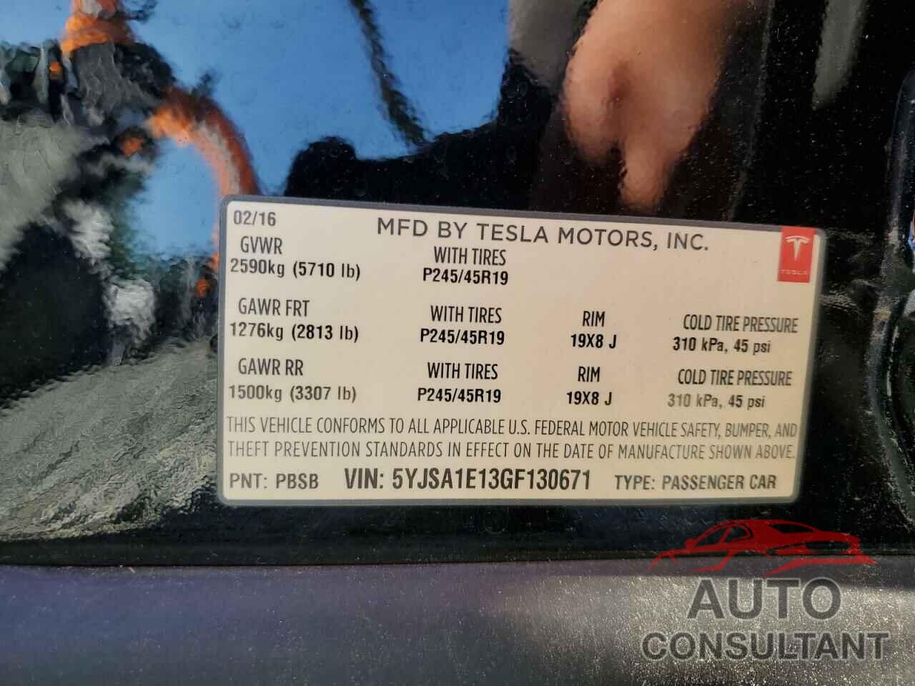 TESLA MODEL S 2016 - 5YJSA1E13GF130671