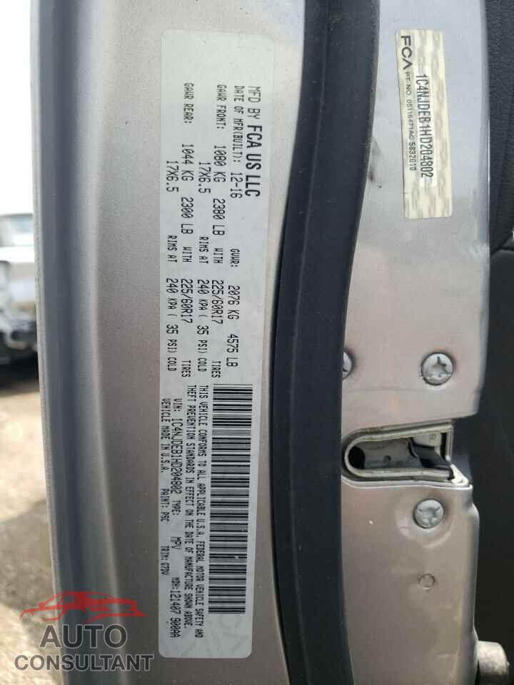 JEEP COMPASS 2017 - 1C4NJDEB1HD204802